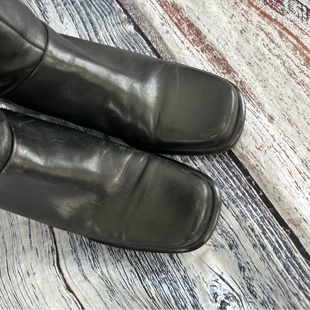 Vintage 90’s Worthington Square Toe Black Leather Tall Boots - Picture 5 of 9